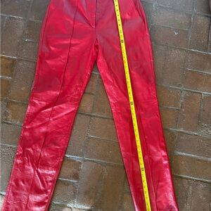 Vibrant Red Leather Pants